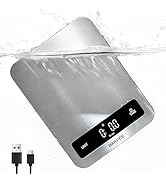 BakFee 100% Waterproof Food Scale, IP67 Digital Kitchen Scale, Rechargeable (USB-C), 0.1oz/1g Pre...