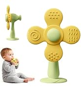 Windmill Baby Teething Toys, 2-in-1 Silicone Teether &amp; Montessori Sensory Rattle Toy, BPA-Free Fo...