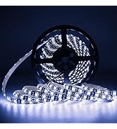 SUPERNIGHT 16.4ft 5050 RGB Strip Waterproof Black PCB, 300 LED Cool White 4000K Rope Lights for B...