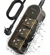 Iwister Outdoor Power Strip, with Anti-Electric Shock &amp; IPX6 Waterproof features, 3 outlets, 5 Ft...
