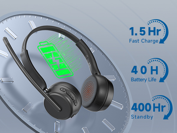 wireless headset with mic for work noise cancelling bluetooth headset headphones