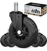 TICONN Office Chair Caster Wheels Set of 5 for Tile, Hardwood Floors and Carpets, Universal Fit f...