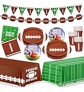 99PCS Football Party Tableware Supplies,Set of 24 Football Plates Napkins Cups,11.8in Football Sh...