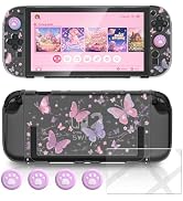 NANANINO Cute Butterfly Switch 2 Protective Case Compatible with Switch 2, Clear Hard PC Back Cov...