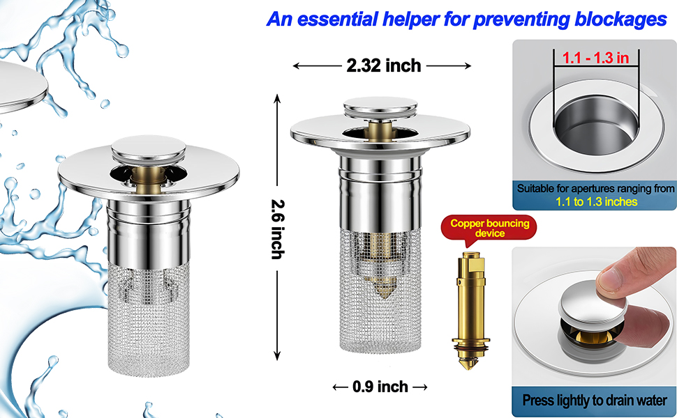 universal stainless steel drain strainer bathroom sink strainer