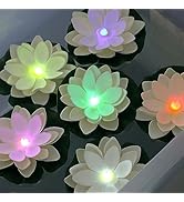 LACGO 12 PCS Floating Lotus Lights - Artificial LED Lotus Waterproof Battery Operated Water Activ...
