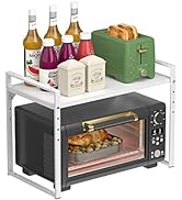 Redrubbit 2 Tier Extendable Microwave Oven Rack, Heavy Duty Steel Metal Shelf Adjustable Height H...