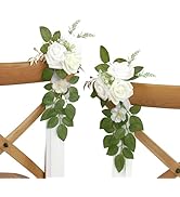 DreamBuilt Set of 10 Wedding Aisle Decorations for Ceremony, Ivory White Pew Flowers for Church C...