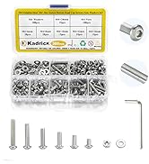 Kadrick 300 Pcs M4 Screw Assortment Button Head Socket Cap,M4x6mm,8mm,10mm,12mm,16mm,20mm Stainle...
