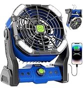 20000mAh Battery Powered Fan Rechargeable,Portable Fan for Travel Camping Fan with LED Lantern,27...