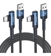 USB to USB C Cable [10ft, 2Pack ] USB A to Type C Right Angle Charger Cord 90 Degree Braided Fast...