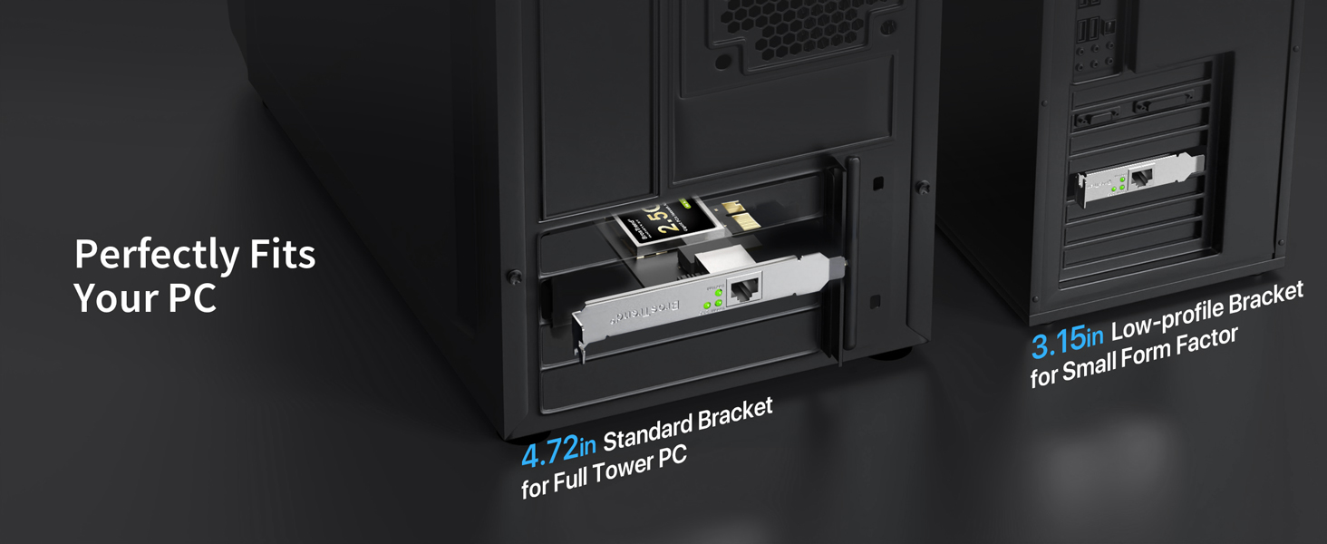 2.5GB PCIe Network Card Fits Your Desktop Computer PC with Standard Bracket and Low-profile Bracket