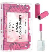 Rolybag 100pcs Small Sanding Bands Nail Drill Bits 240 Extreme Fine Grit Nail Sanding Bands with ...