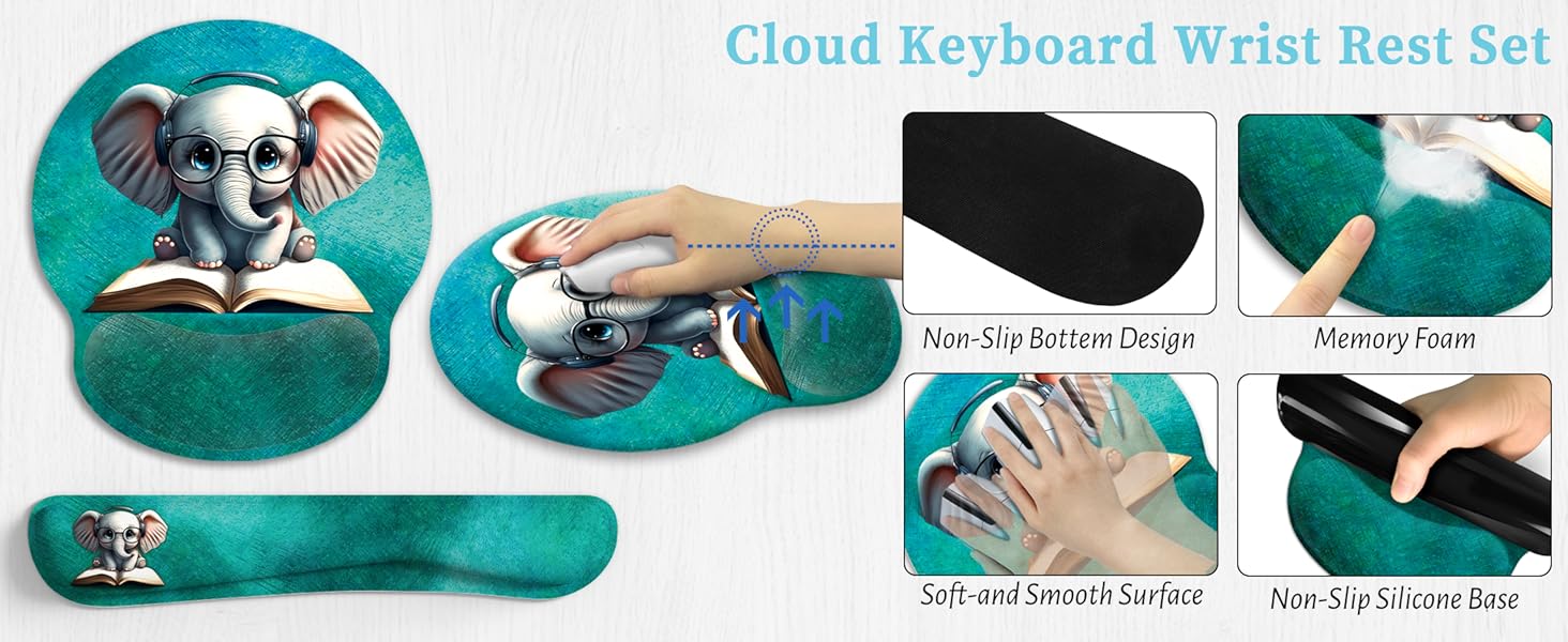 Keyboard Mat Ergonomic Mouse Pad With Wrist Rest Set
