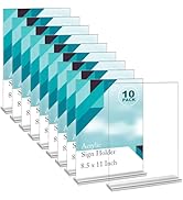 EHWINE 10 Pack Acrylic Sign Holder 8.5 x 11, Double-Sided Stand up Table Top Sign Holders, Clear ...