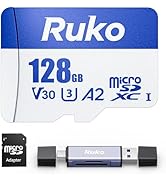 Ruko 128G Micro SD Card with Reader &amp; Adapter, Memory Card Speed Up to 100MB/s, UHS-I, C10, A2, U...