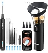 KAUGIC Ear Wax Removal - One-Hand Manual Ear Cleaner with Camera, 7 PCS Ear Spoons, Safe Ear Irri...