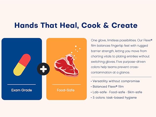 Exam grade and food safe gloves multi color available balanced flex film