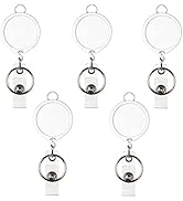 AIWOQI 5 Pack White Retractable Badge reels for lanyards Nurses Badge Holder Reel Retractable wit...