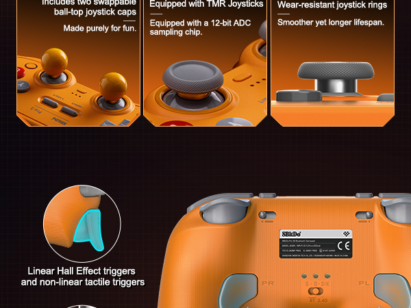 8BitDo Pro 3 Bluetooth Controller for Switch/Switch 2, TMR Joysticks,Hall/Tactile Triggers