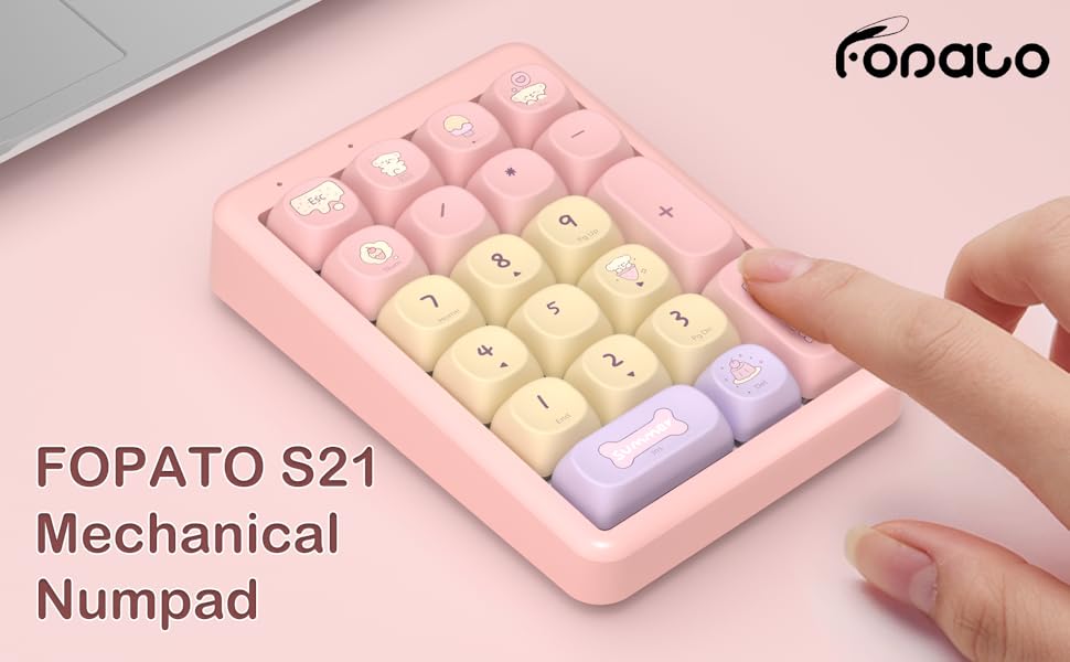 FOPATO S21 Number Pad Hot Swappable Numpad Bluetooth Wireless Numeric Keypad Mechanical Keyboard