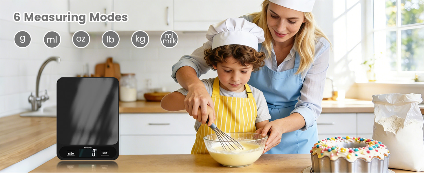 food scale 6 Measuring Modes:g,ml,oz,lb,kg,ml milk