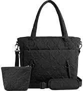SUNRISING Tote Bag for Women, Puffy Tote Bag with Zipper, Large Quilted Shoulder Bag with Compart...
