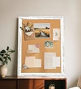 Bulletin Board 36x24 Cork Board for Wall Rustic White Wooden Frame Hanging Pin Board Vision Board