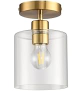 KLSS Brass Semi Flush Mount Ceiling Light,Modern Ceiling Light Fixture for Closet Hallway Entrywa...