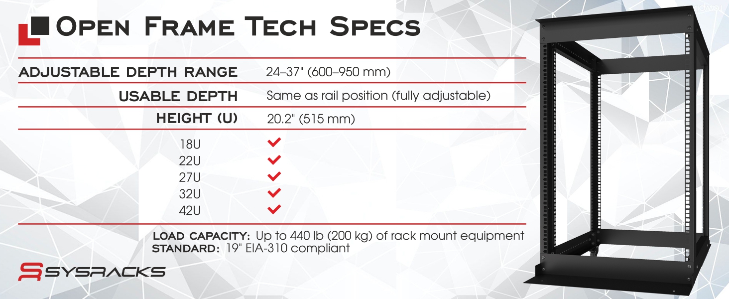 OPEN FRAME TECH SPECS MATRIX