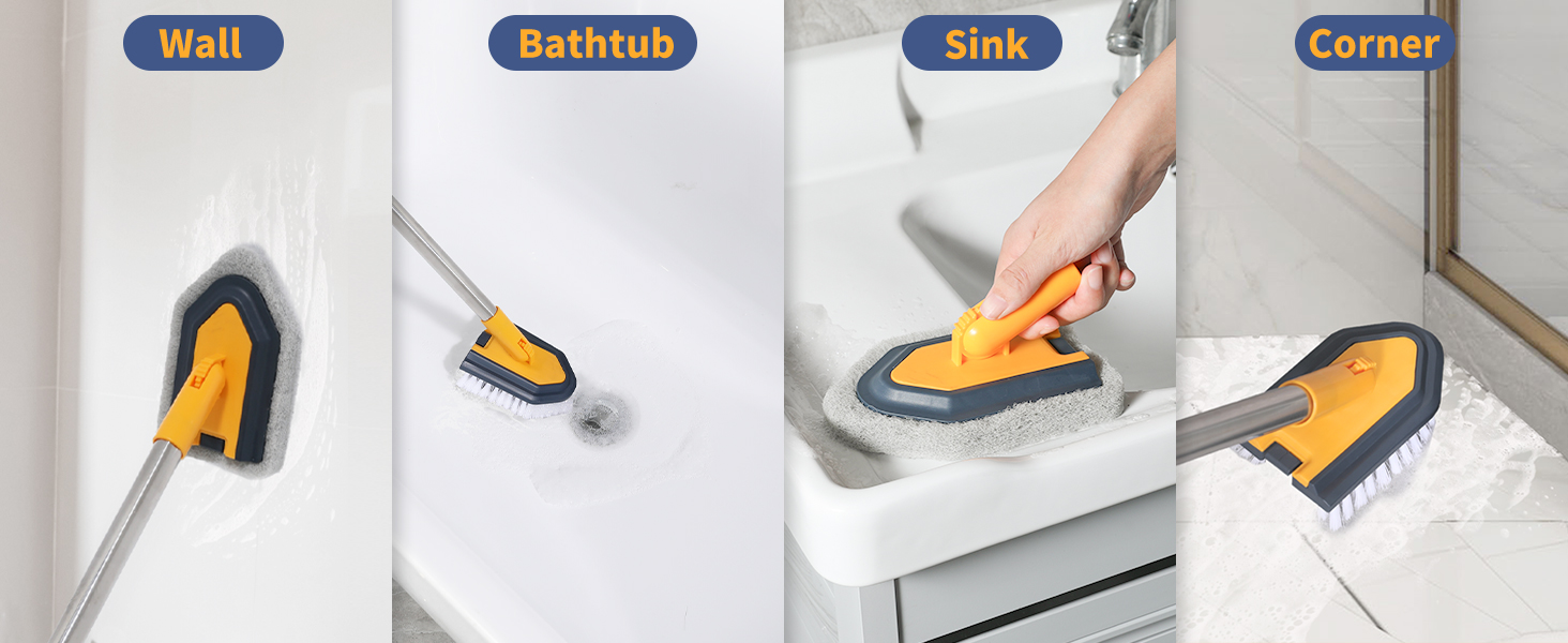 tub scrubber with long handle 