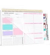 Weekly To Do List Notepad, Weekly Desk Planner with 52 Tear Off Sheets Undated Weekly Planner Hab...
