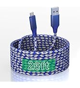 Long iPhone Charger 26FT/8M [Apple MFi Certified] Lightning Cable Extra Long iPhone Charger Cord ...