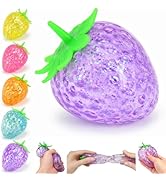 Strawberry Squishy Fidget Toys, Glitter Strawberry Squishy Fidget Toys for Adults, Fake Fruit Squ...