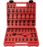 AMM 1/4" Drive Impact Socket Set, 51 PCS Deep &amp; Shallow 1/4" Socket Set with ratchet, SAE/Metric ...