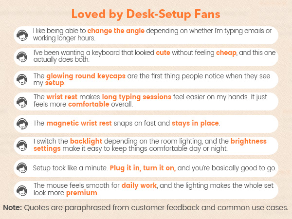 Loved by desk-setup fans—cute style, comfy typing, and vibrant backlight.