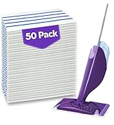 50 Count Microfiber Semi-Disposable Mop Pad Cloth Compatible with Swiffer WetJet &amp; All 10-11'', W...