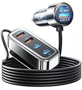 AINOPE Car USB Charger Multi Port, 108W Fast USB C Car Charge PD 36W & QC3.0 Cigarette Lighter Ca...