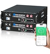 ECO-WORTHY 48V 200Ah LiFePO4 Lithium Battery (2 Pack 48V 100AH), 10.24kWh Capacity, Server Rack B...