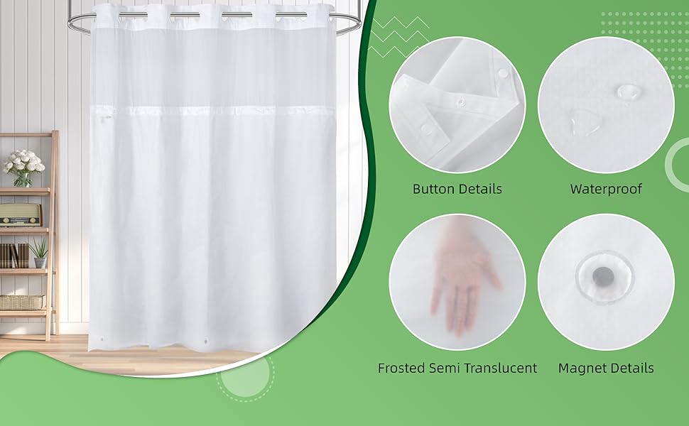 hookless shower curtain liner