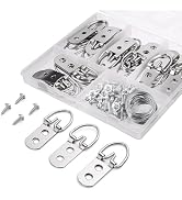GCXIXPY D Ring Picture Hanging Kit with Screws Kit, 30 Double Hole Hangers &amp; 60 Screws with 1 Ste...