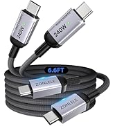 ZONLELE 240W USB C to USB C Cable Fast Charging, 2 Pack 6.6ft Type C Phone Charger Cord, Braided ...