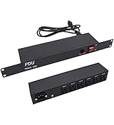 1U PDU Rack Mount Power Strips - 6-Outlet Horizontal Surge Protection Power Outlets, 100V-240V-12...