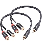 HUALEU RCA (Male) to 2 RCA (Female) Audio Y Adapter Subwoofer Cable [24k Gold Plated] 1 Male to 2...