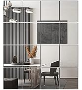 Delma Home Gym Mirror Tiles, 14'' x 12'' Glass Frameless Mirror (16 PCS), Large Wall Mirror for H...