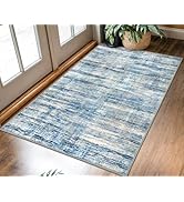 KOZYFLY Abstract 3x5 Ft Area Rug Washable Rugs for Entryway, Non Slip Kitchen Rug Printed Faux Wo...