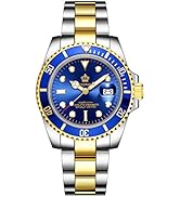 FANMIS Mens Luxury Watches Rotatable Bezel Sapphire Glass Luminous Quartz Silver Gold Two Tone St...