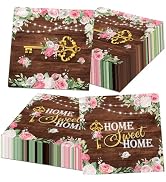 Housewarming Decorations 40pcs Home Sweet Home Napkins Rustic Floral Napkin Wooden Floor House Wa...