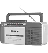 SEMIER Retro Cassette Player Recorder Boombox with AM/FM Radio Stereo, AC or Battery Powered Port...