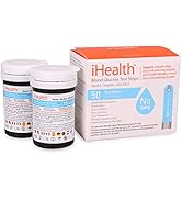 iHealth Blood Glucose Test Strips (50 Count), No Coding Blood Sugar Test, Eligible for FSA Reimbu...